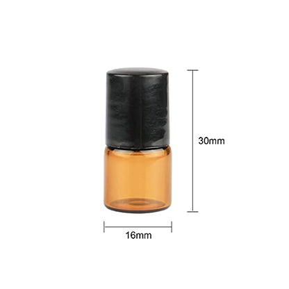 Wresty 25 Pcs Essential Oil Glass Roller Bottles Mini Tiny Refillable Empty Aromatherapy Perfume Liquid Amber Glass Roll On Bottles Vials Metal Rollerball Bottles Jar (1ml)