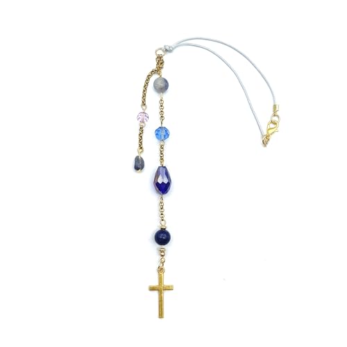 Car Mirror Hanging Ornament with Cross Design & White Crystals - Universal Rear View Mirror Charm for Christmas Decor, New Driver Gift, and Christian Gifts for Women & Men(Blue Crystals) - color: Blue