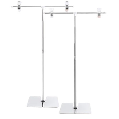 2 Pcs T-Sign Adjustable Metal Banner Holder, Table Top Banner Stand