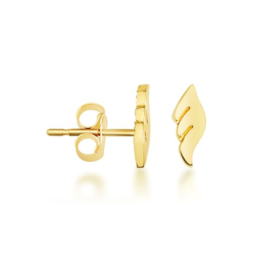 Women's 10K or 14K Yellow Gold Guardian Angel Stud Earrings - color: 14K Yellow Gold