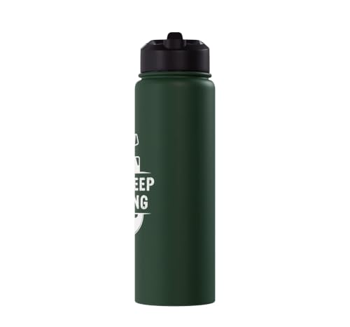 Just Keep Filming Film Industry Video Filmmaker Filming Stainless Steel Insulated Water Bottle - color: Dark Green