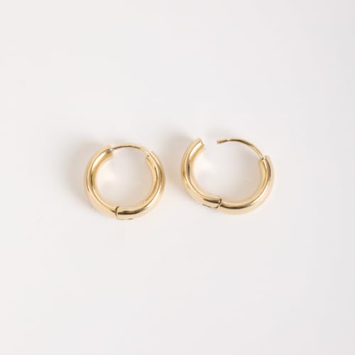 Poxtex Mens Earrings Cross Earrings for Men, 14K Gold Hoop Earrings Men Drop Dangle Small Thick Chunky Sterling Silver Huggie Hoops Hypoallergenic Trendy Dainty Earrings Men Accessories Jewelry Valentine Day Gift - color: Gold-chunky