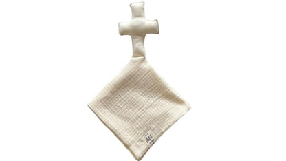 Cross Lovey, Cross Security Blanket, Christian Baby Gift, Baptism Gift, Easter Gift, Newborn Baby Gift, Blessing Blanket (Cream) - color: Cream