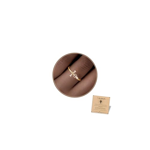 Btysun Cross Rings for Women Christian Gifts Adjustable Non Tarnish Gold Rings Stocking Stuffers Religious Confirmation Catholic Gifts for Her Daughter Sister Faith Baptism Jewelry - color: Goddaughter