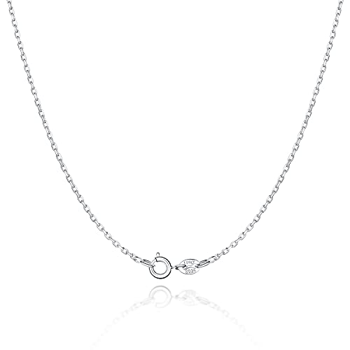 Jewlpire 925 Sterling Silver Chain Necklace for Women, 1.1mm Cable Chains 18K Gold Plated Chain for Women, Thin Sturdy Women's Chains Necklace 14 16 18 20 22 24 Inch - color: 925 Sterling Silver, size: 14 Inch