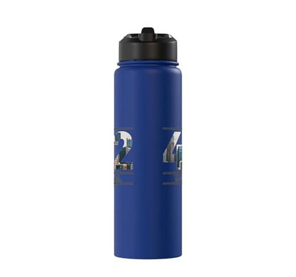 412 Skyline Number City Pride Script Stainless Steel Insulated Water Bottle - color: Royal Blue