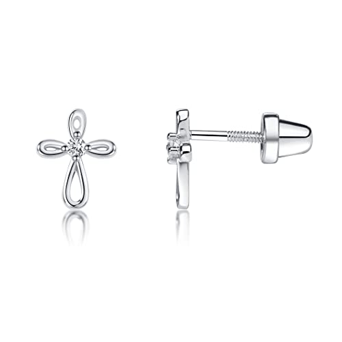 Cherished Moments Cross Earrings, .925 Sterling Silver or 14k Gold-Plated - color: SM Silver Clear