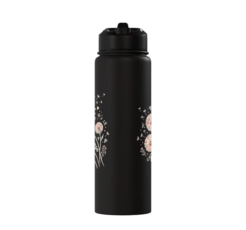 Fe Esperanza Amor Floral Christian Spanish Faith Cristianos Stainless Steel Insulated Water Bottle - color: Black