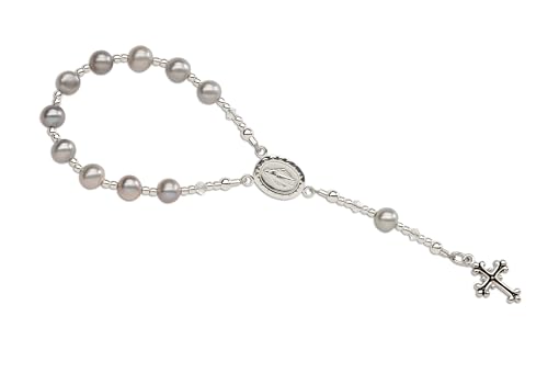 Precious Pieces Baby First Rosary .925 Silver or 14K Gold-Plated - color: Grey-SILVER