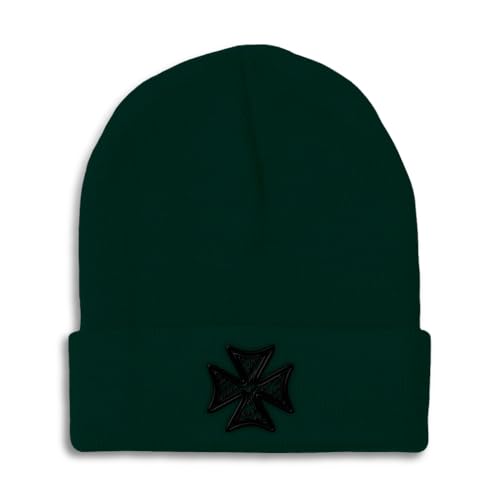 Custom Beanies for Men Iron Cross God Jesus Christ Christian Skull Cap Winter Hats for Women One Size - color: Forest Green Design Only