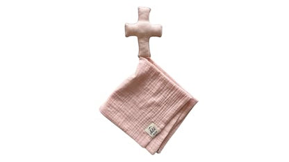 Cross Lovey, Cross Security Blanket, Christian Baby Gift, Baptism Gift, Easter Gift, Newborn Baby Gift, Blessing Blanket (Dusty Pink) - color: Dusty Pink