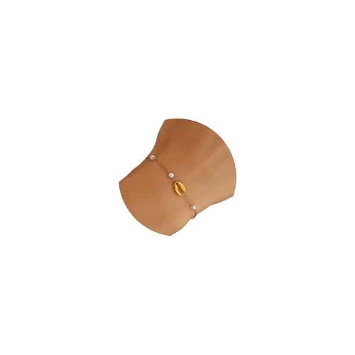 18K Gold Plated Pearl Bracelets for Women Dainty Waterproof - style: Crab Pearl-Gold