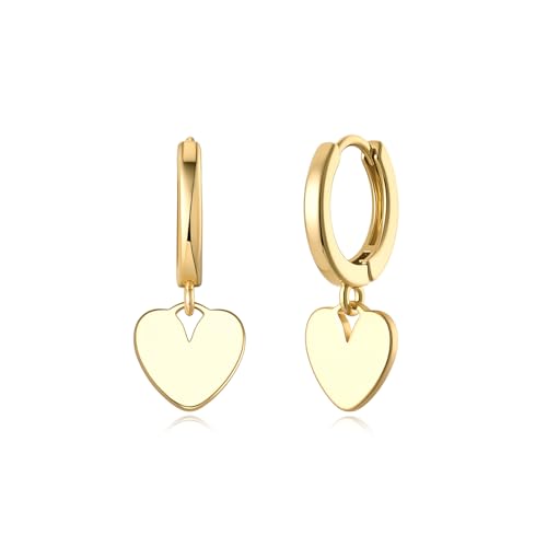 Earrings for Women 14K Gold Plated Huggie Hoop Dangle - color: 03. Heart