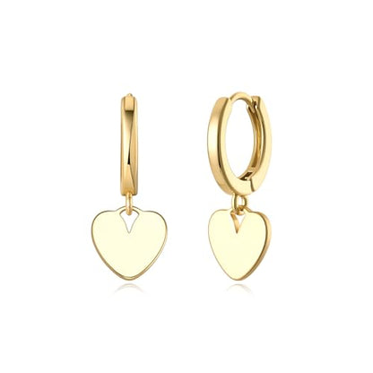 Earrings for Women 14K Gold Plated Huggie Hoop Dangle - color: 03. Heart