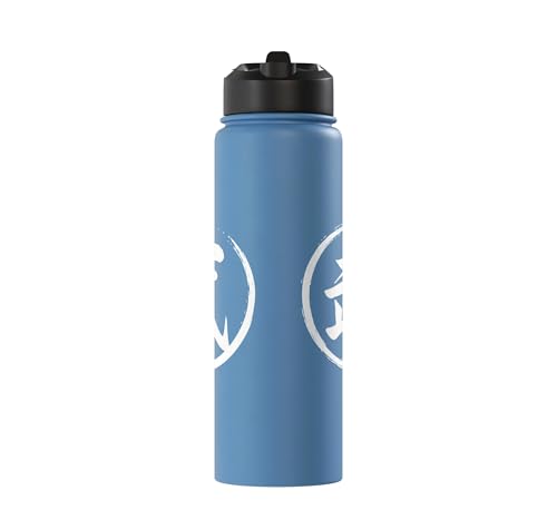 “Warrior” Japanese Kanji Word Graphic Stainless Steel Insulated Water Bottle - color: Light Blue