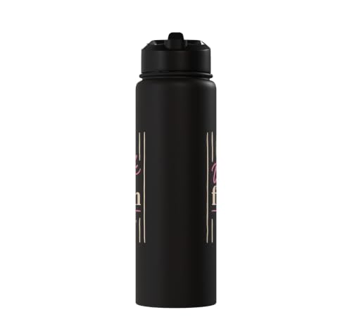 Christian Faith Scripture Verse Walk by Faith Pink Bow Stainless Steel Insulated Water Bottle - color: Black