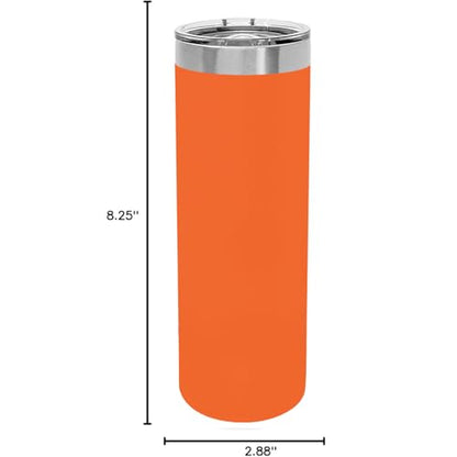LaserGram Personalized 22oz Skinny Tumbler, Christian Cross (Orange) - color: Orange