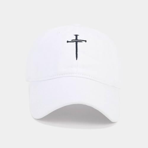 Quanhaigou Baseball Cap Dad Hat Adjustable Fashion Hats for Men Women Polo Trucker Unisex Style Headwear - color: White Cross