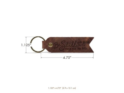 Leather Keychain, Christian Gifts for Men and Women, Full Grain Cowhide Debossed Bible Verse Flat Key Fob - color: Jordan Brown