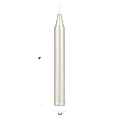 Mega Candles Unscented Mini Taper Chime Spell Candles 20 Count 4" x 1/2" - color: Metallic White, size: 20 Pieces