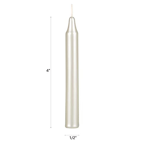 Mega Candles Unscented Mini Taper Chime Spell Candles 40 Count 4" x 1/2" - color: Metallic White, size: 40 Pieces