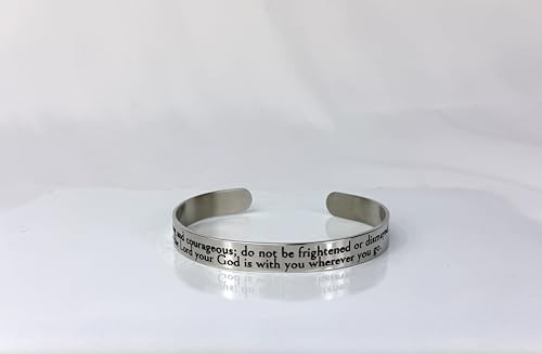 FashionJunkie4Life 925 Sterlin Silver and Stainless Steel Open Cuff Bracelet - color: Joshua 1:9