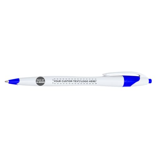 DISCOUNT PROMOS Personalized Ballpoint Pens, Bulk Packs of 4 to 5000 Pieces, Blue Ink, Slim & Curvy Design, Retractable, Ideal for Office, Corporate Merchandise, Tradeshows - BlueBI - color: - Custom - BlueBl, size: Pack of 1 (Count options: 4–5,000)