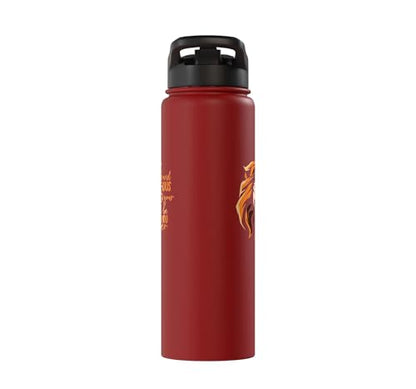 Christian Bible Verse Joshua 1:9 Lion Stainless Steel Insulated Water Bottle - color: Red