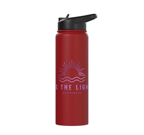 Be the Light Scripture (Matthew 5:14) For Encouragement Stainless Steel Insulated Water Bottle - color: Red