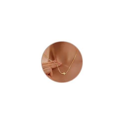ORAZIO Cross Necklace for Women, Sterling Silver Cross Pendant - color: Gold Plated-Box-Small