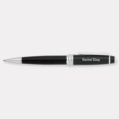 THINGS REMEMBERED Engraved Cross Bailey Black Lacquer & Chrome Ballpoint Pen (FREE CUSTOMIZATION)