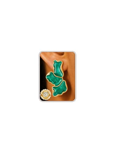 S925 Sterling Silver Flower Statement Earrings For Women Trendy - color: emerald