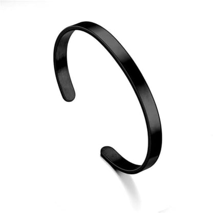 Stainless Steel Cuff Bracelet for Men, Adjustable Open Metal Bangle Bracelet, Minimalist Mens Jewelry Gift - color: black