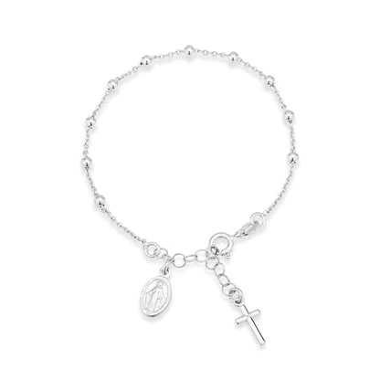 Miabella Italian 925 Sterling Silver Rosary Bead Chain Bracelet for Women - style: Length 6 to 7 Inch