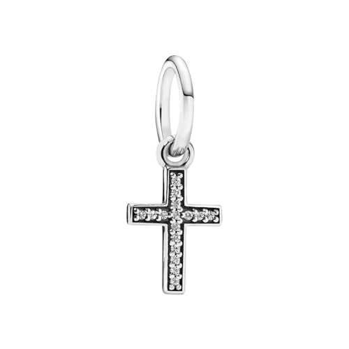 LUXILLA 925 Sterling Silver Charm Golden Family Tree Sparkling Cross Cute Dragon Charms Fits Bracelets Necklace Pendant Bead Jewelry Gift for Women Family Friends - color: Sparkling Cross Charm