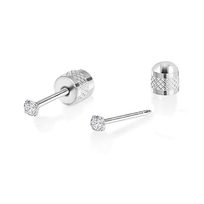 Titanium Earrings Push-in Threadless Flat Back Stud Earrings for Women Men, Cartilage Earring Hypoallergenic Cubic Zirconia Earrings Studs for Helix Tragus Piercing Jewelry - color: Silver-2mm