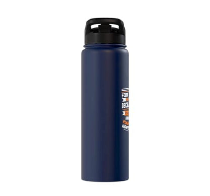 Jeremiah 29:11 Inspirational Quote: 'Plans to Prosper You' Stainless Steel Insulated Water Bottle - color: Navy Blue