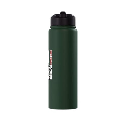 Car Dirt Track Racing Checkered Flag American Flag Racing Stainless Steel Insulated Water Bottle - color: Dark Green