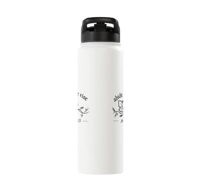 Abide In The Vine Leaf Elegant Botanical Scripture Graphic Stainless Steel Insulated Water Bottle