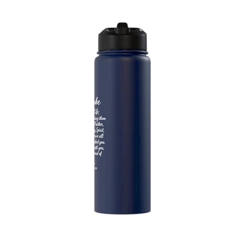 Go Make Disciples Matthew 28: 19 20 Bible Verse Scripture Stainless Steel Insulated Water Bottle - color: Navy Blue