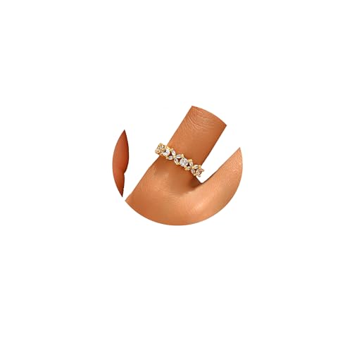 18K Gold Plated Cubic Zirconia Adjustable Open Rings for Women - color: 4 Leaf CZ