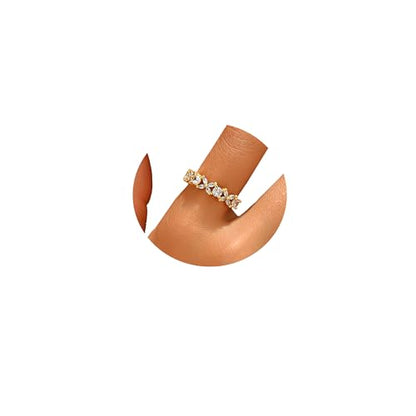 18K Gold Plated Cubic Zirconia Adjustable Open Rings for Women - color: 4 Leaf CZ