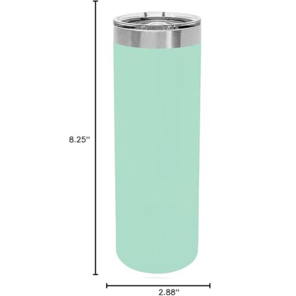 LaserGram Personalized 22oz Skinny Tumbler, Christian Cross (Teal) - color: Teal