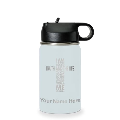 LaserGram Personalized 12oz Water Bottle, Bible Verse John 14-6 (Light Blue) - color: Light Blue, size: 12 Ounces