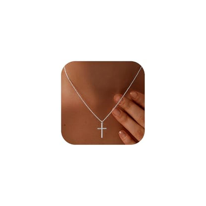 HAXIYA Cross Pendant Necklaces for Women Layered Cross Choker Faith Jewelry - style: Simple-Silver