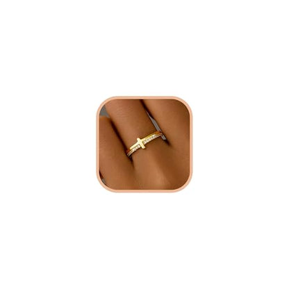 SUYACS 14K Gold Plated Cross Pray Rings for Women Daughter - color: Gold, size: 10