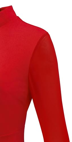 Trumpet Long Sleeve Mesh Church Dress Clergy Tab Insert Collar Priestess Dress - color: Red, size: Medium