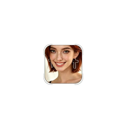 Cross Hoop Earrings for Women Trendy Large Cross Rhinestone Sparkly Hoop Earings Prom Wedding Party Formal Jewelry - color: silver T5