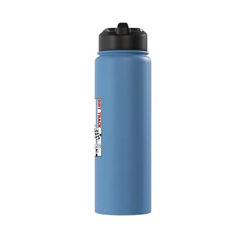 Car Dirt Track Racing Checkered Flag American Flag Racing Stainless Steel Insulated Water Bottle - color: Light Blue