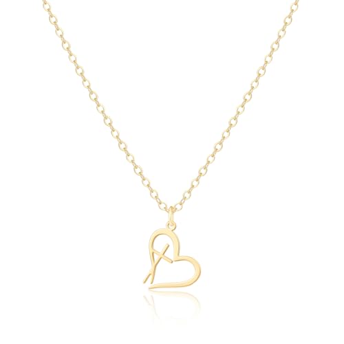 Rotnso Cross Necklace for Women 14K Gold Plated Dainty Small Pendant Choker - style: Heart Cross-GD